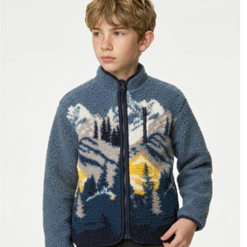 Old Navy Blue and Cream Sherpa Zip Jacket